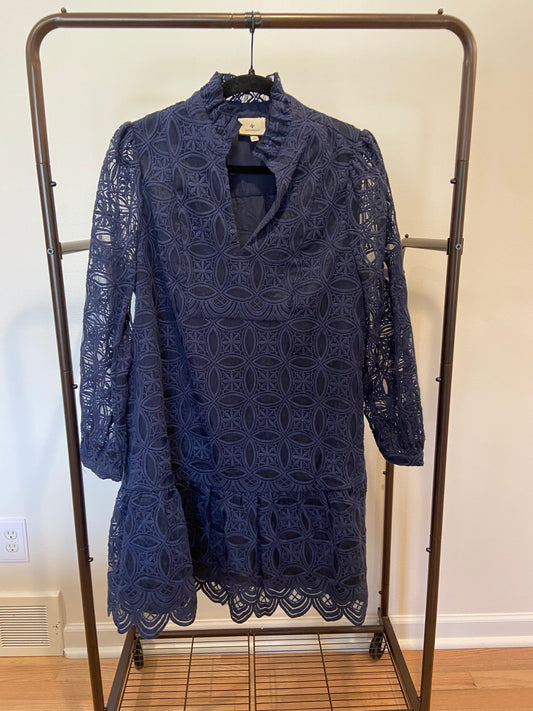 Tuckernuck Organza Palmerston Dress in Navy size L