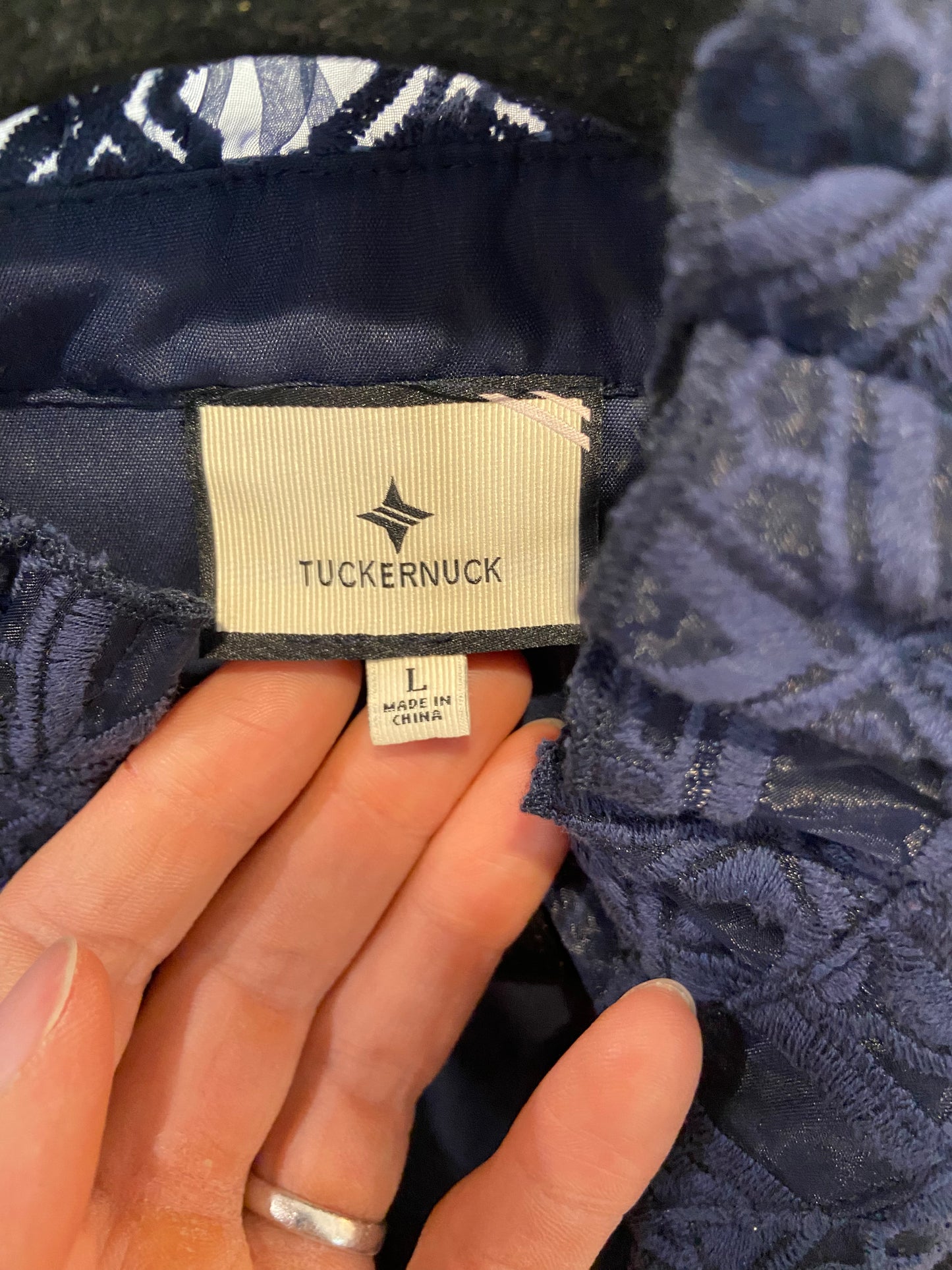 Tuckernuck Organza Palmerston Dress in Navy size L