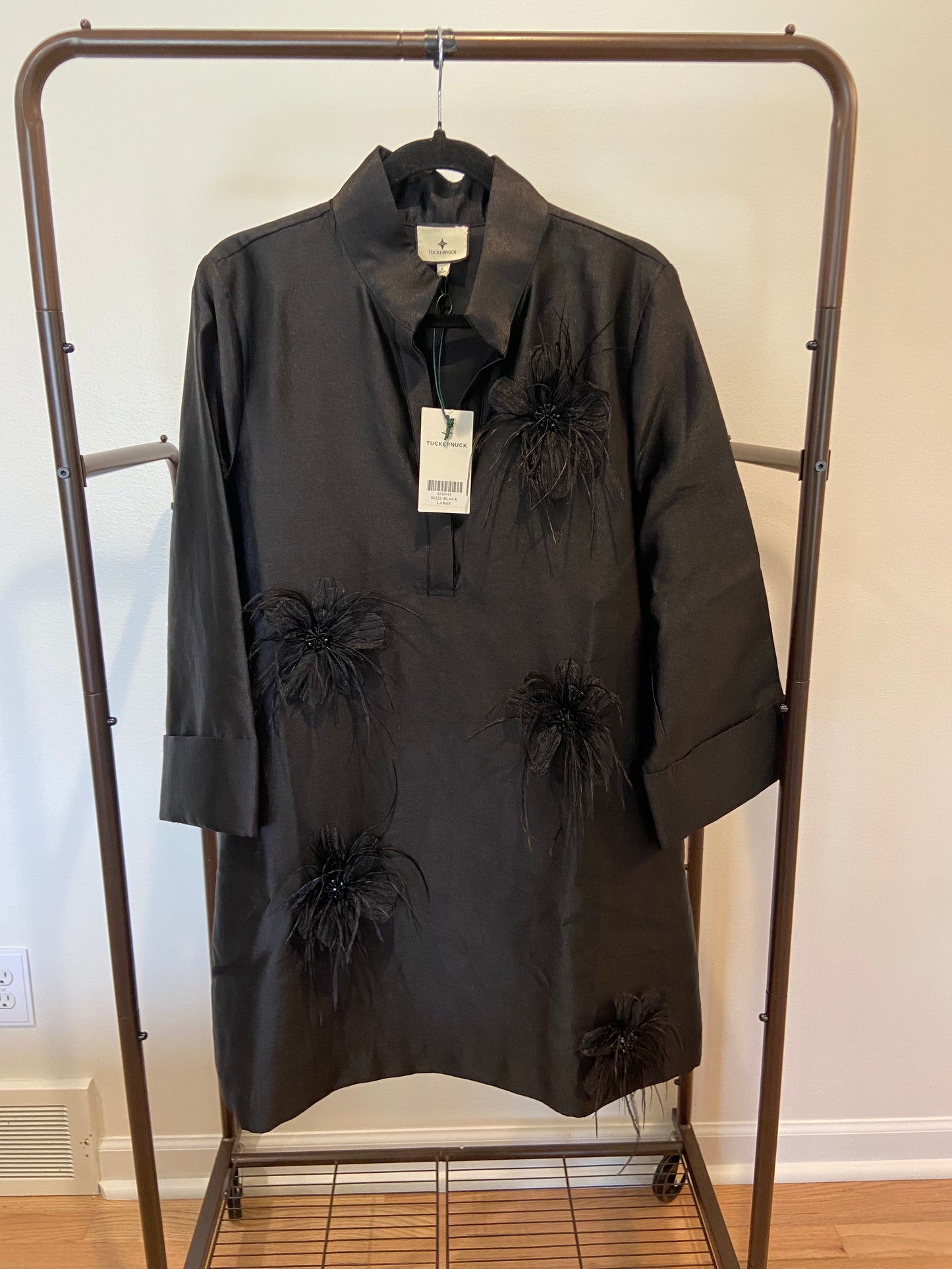 Tuckernuck Black Embellished Dupioni Megan Dress size L
