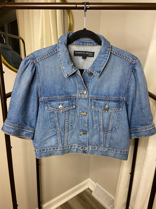 Veronica Beard Raina Short Sleeve Denim Jacket size L