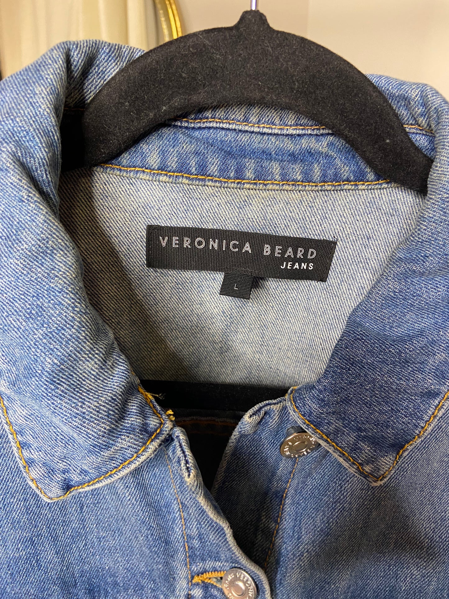 Veronica Beard Raina Short Sleeve Denim Jacket size L