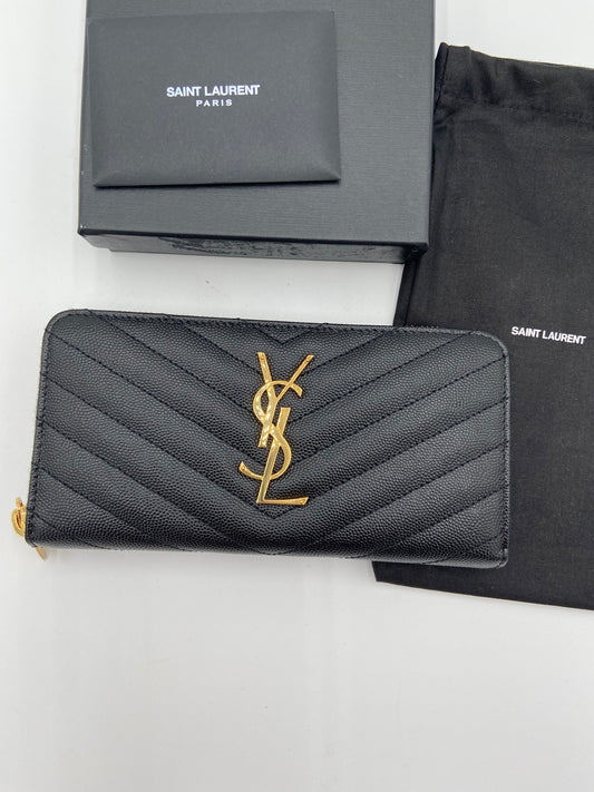 YSL Monogram Large Zip Wallet in Grained Leather