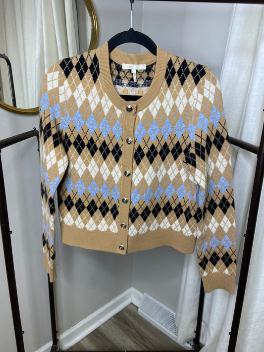Maje Myra Wool Blend Argyle Cardigan size 2 (M)