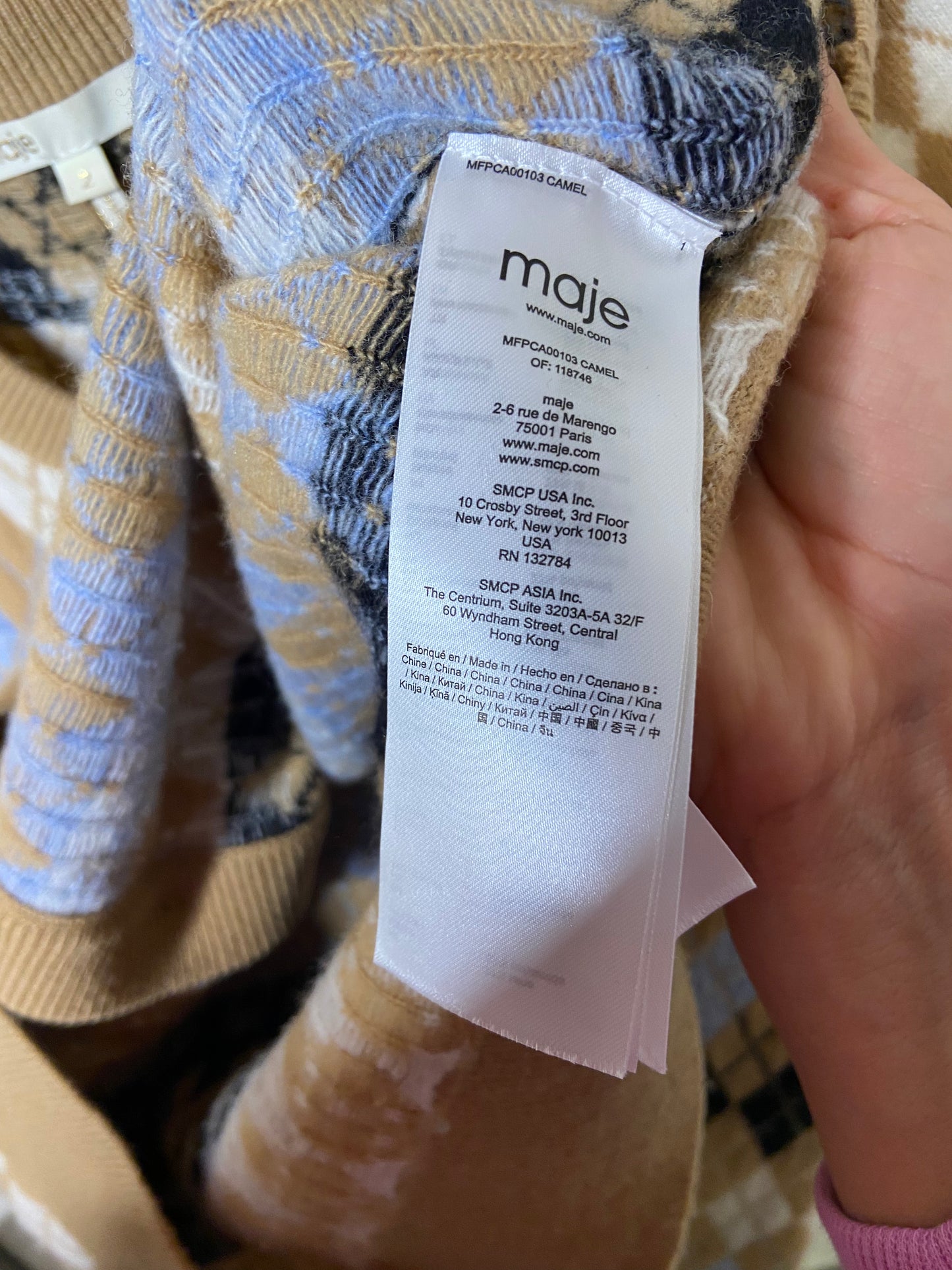 Maje Myra Wool Blend Argyle Cardigan size 2 (M)