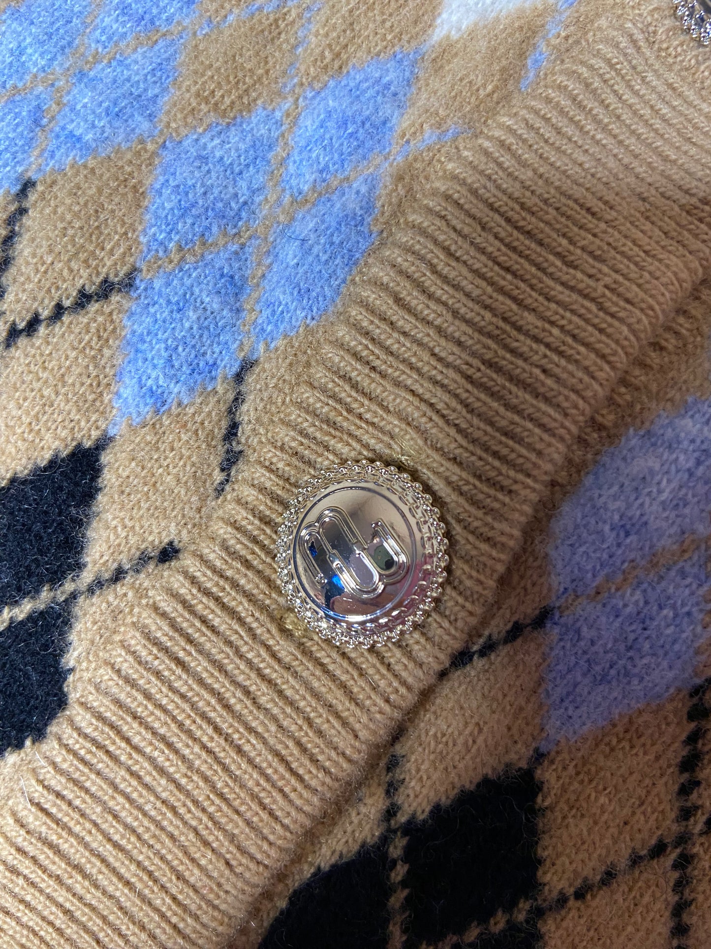 Maje Myra Wool Blend Argyle Cardigan size 2 (M)