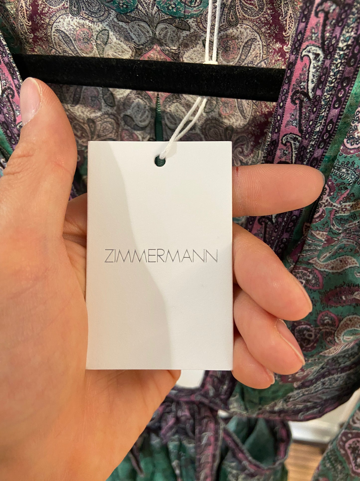 Zimmermann Anneke Ruffle Mini Dress Teal Paisley size 0 US 4