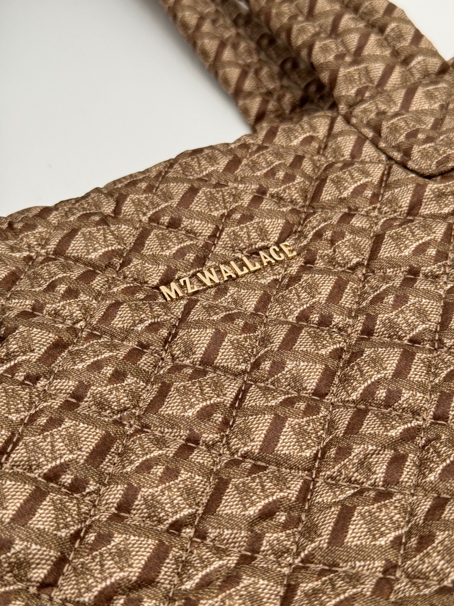 MZ Wallace Medium Metro Tote Deluxe in All Over Monogram Taupe