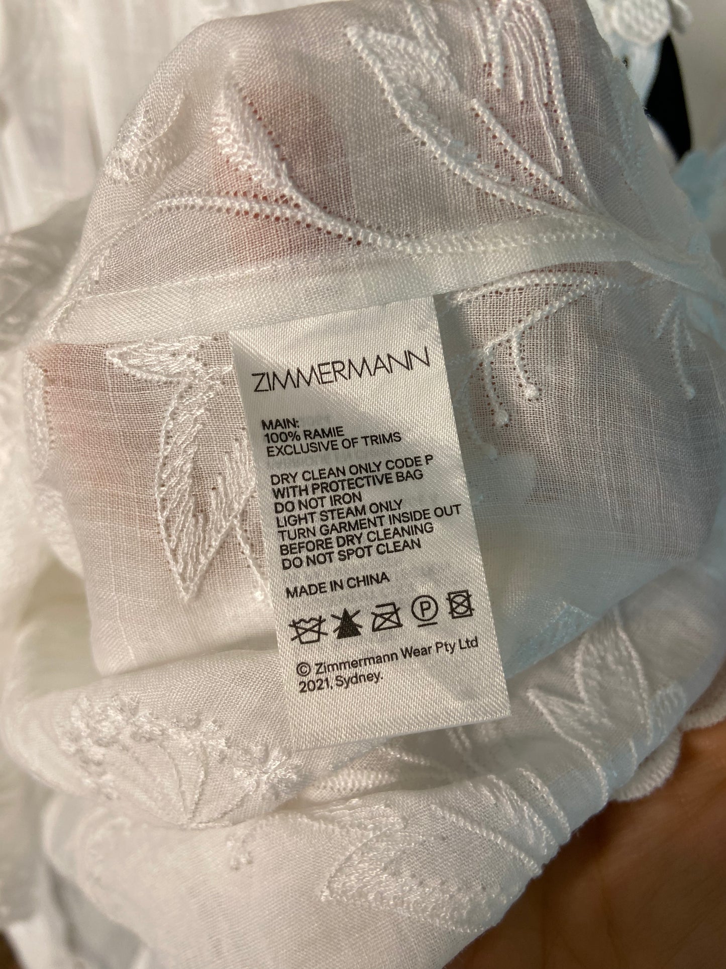 Zimmermann Rosa Embroidered Top size US 4