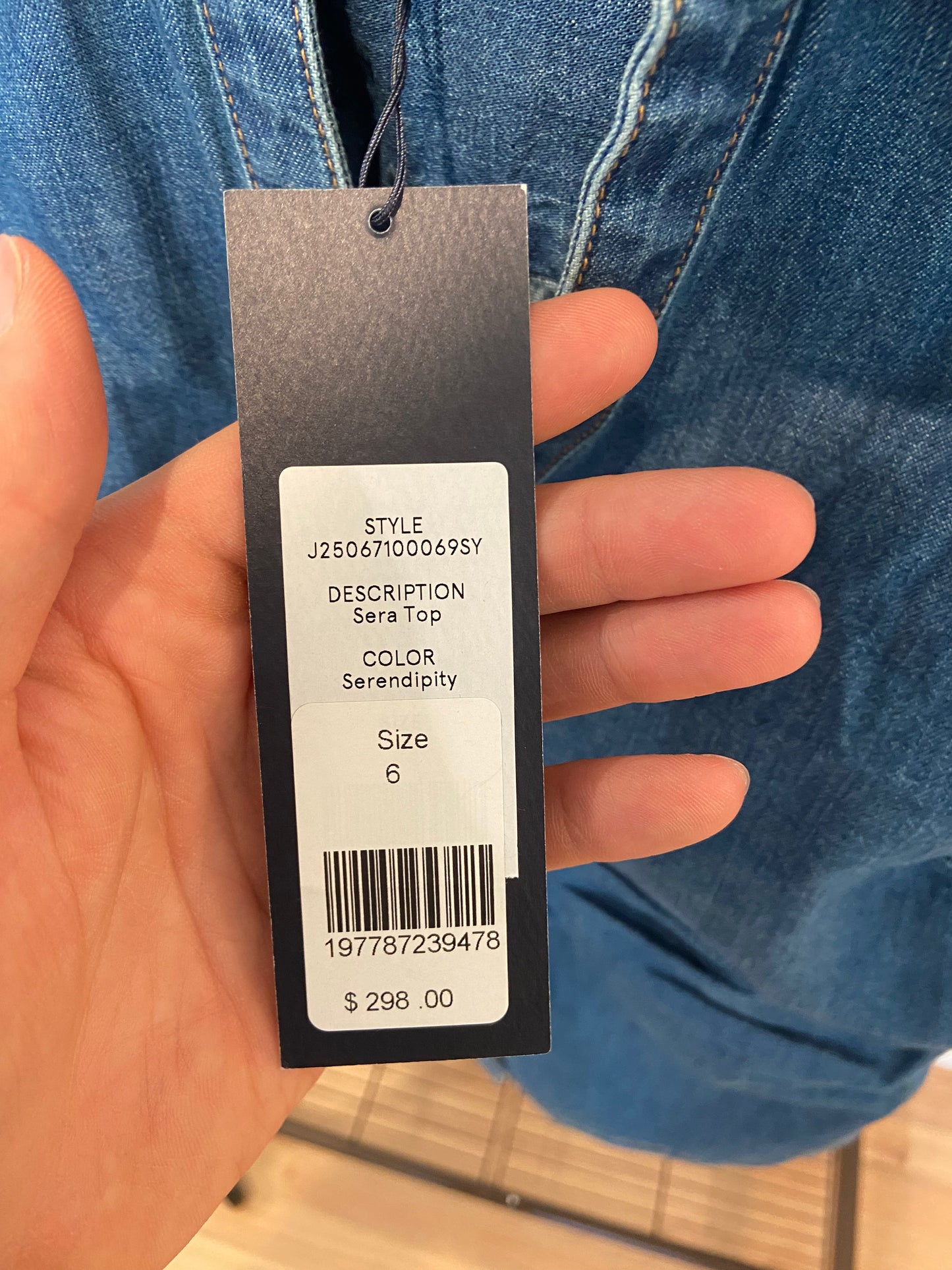 Veronica Beard Sera Denim Top in Serendipity size 6