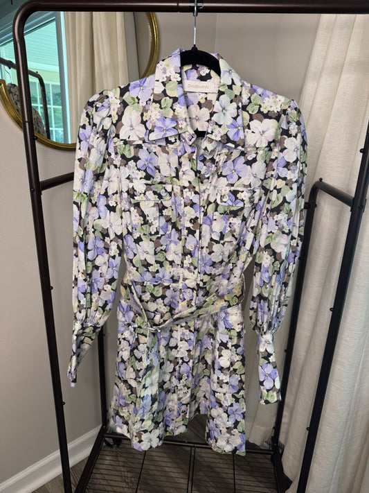 ZIMMERMANN Ninety Six Shirt Dress in Dark Pansy size US 8