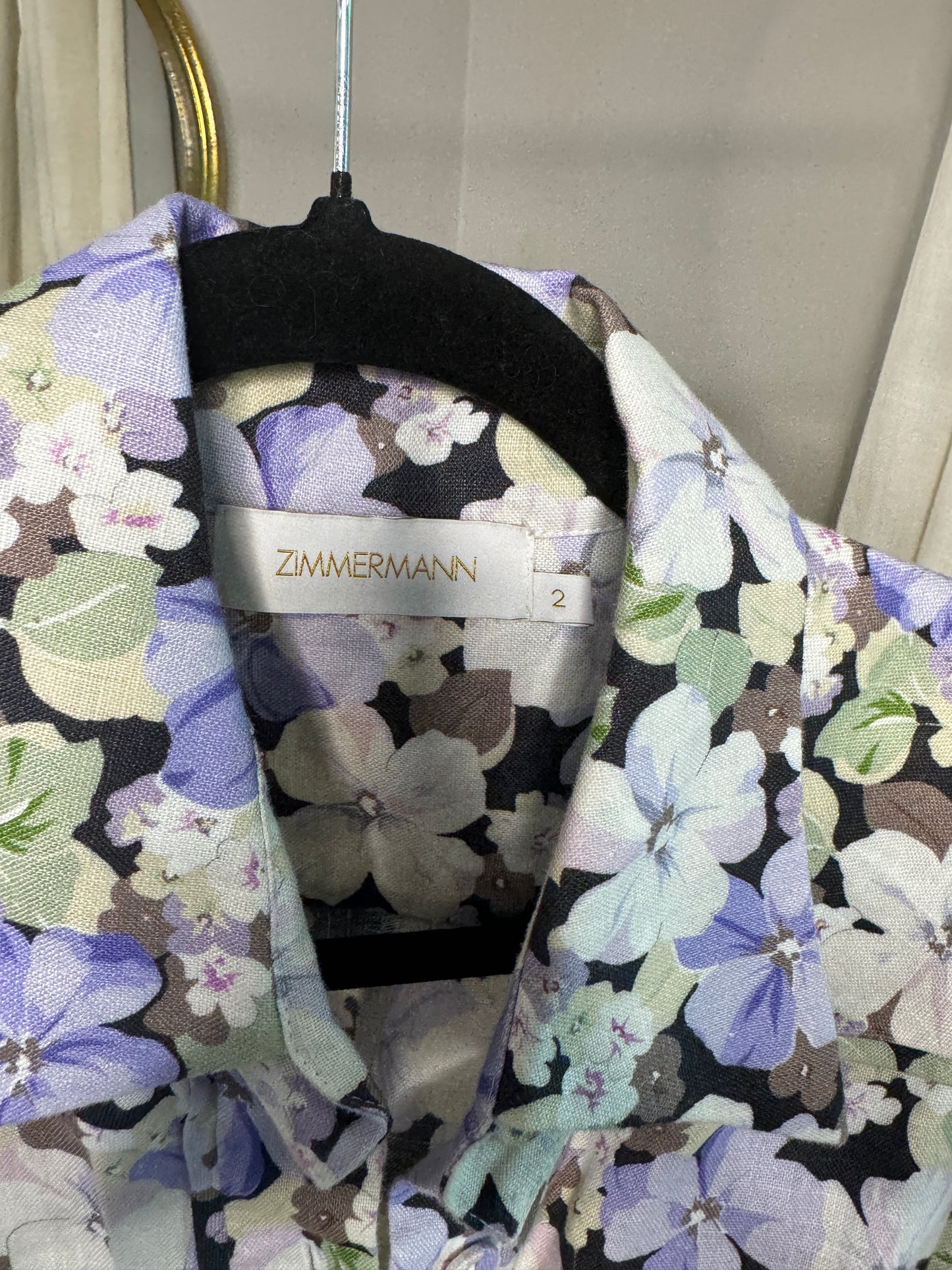 ZIMMERMANN Ninety Six Shirt Dress in Dark Pansy size US 8