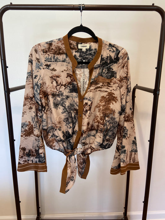 L'Agence Charlize Bell Western Toile Silk Blouse size XS