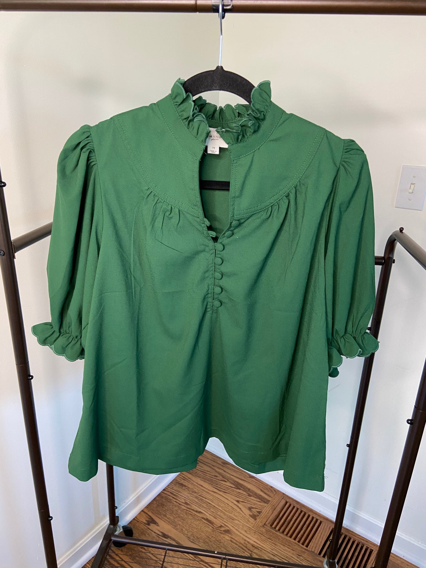 Pomander Place Hunter Green Selena Blouse size M