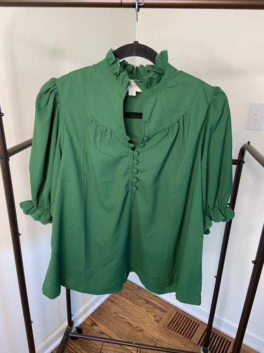 Pomander Place Hunter Green Selena Blouse size M