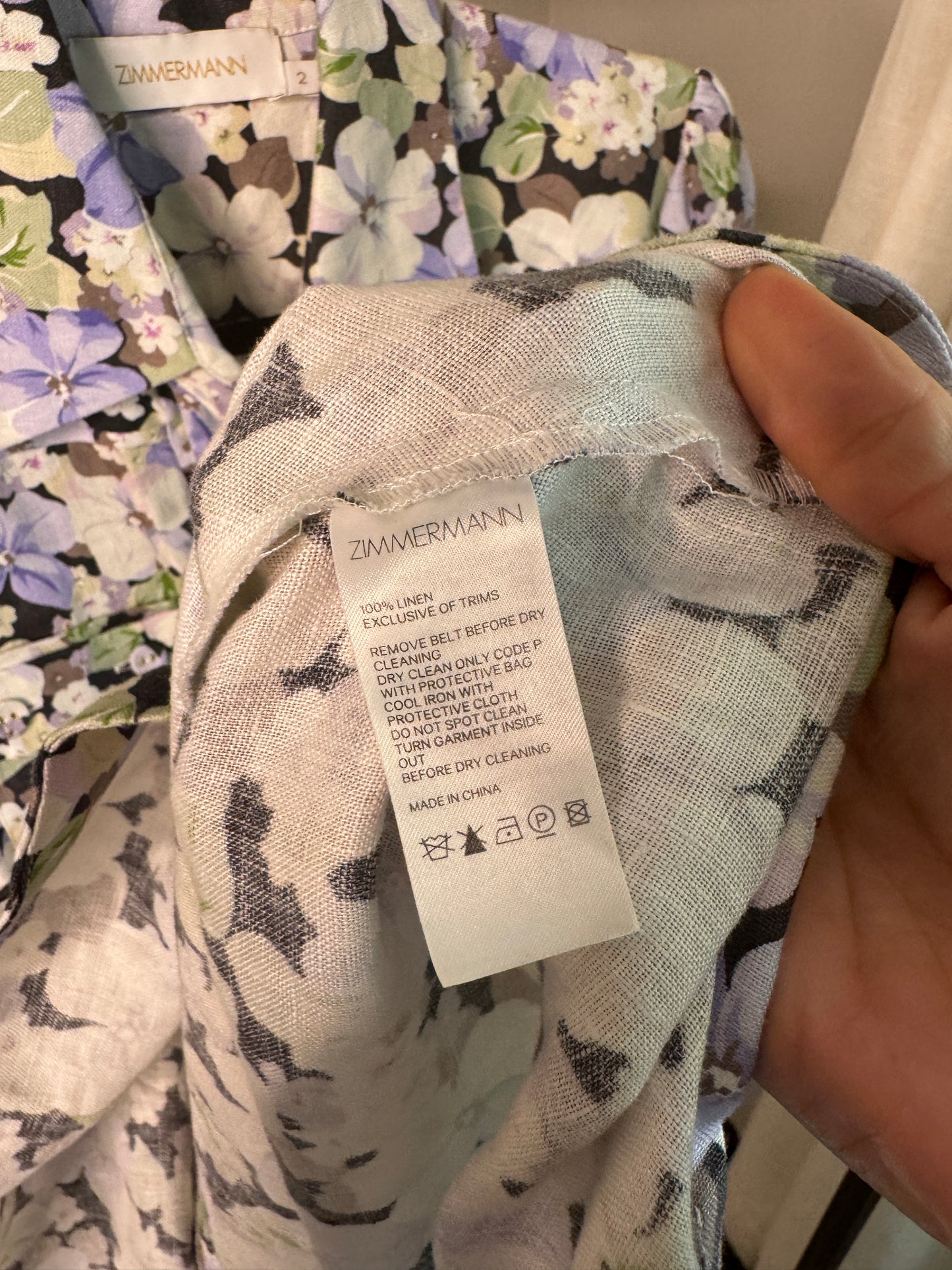 ZIMMERMANN Ninety Six Shirt Dress in Dark Pansy size US 8
