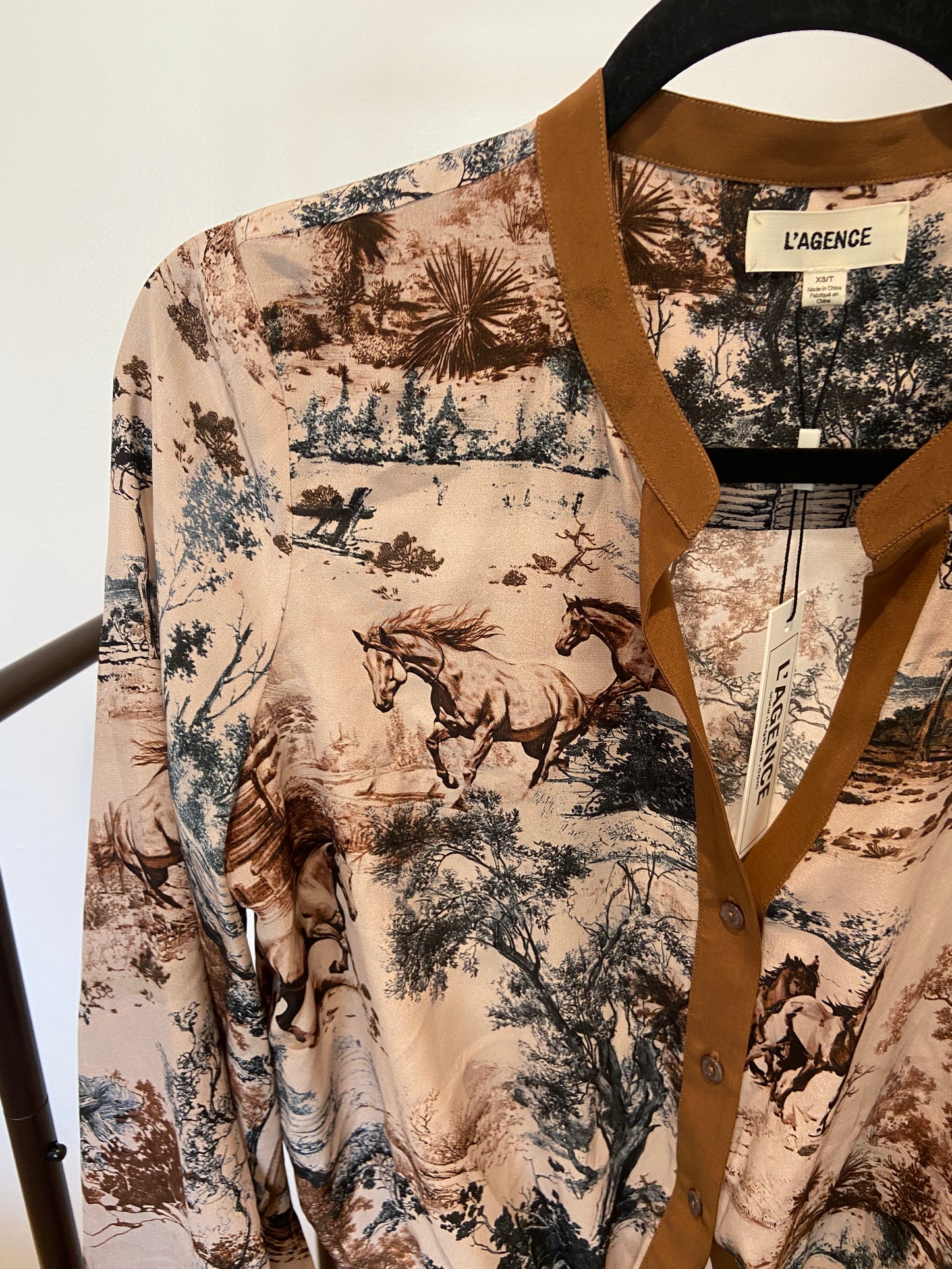 L'Agence Charlize Bell Western Toile Silk Blouse size XS