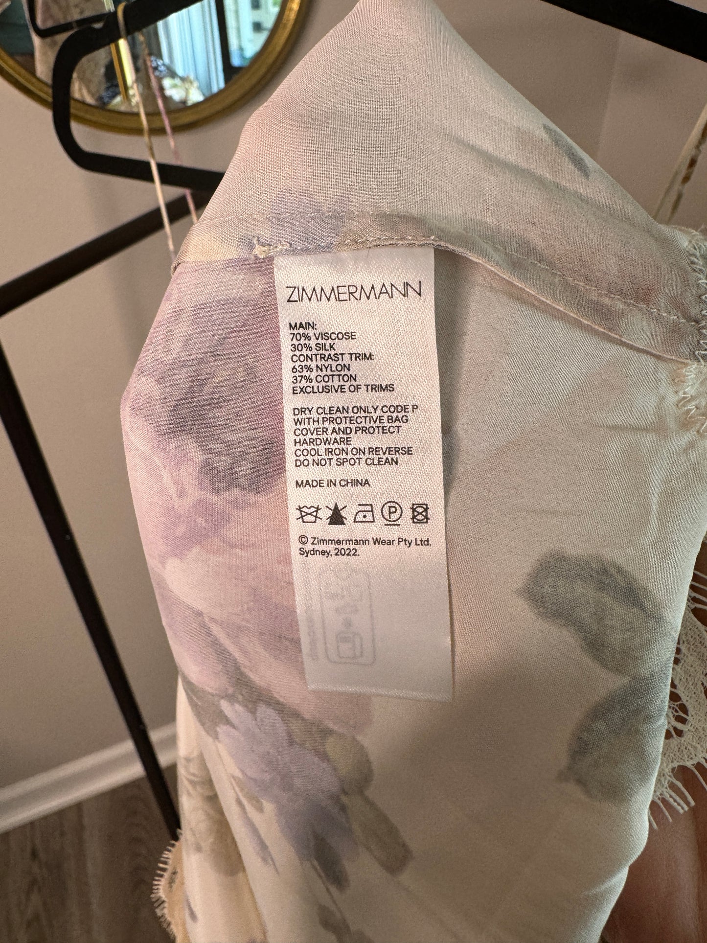 ZIMMERMANN Floral Chantilly Lace Midi Dress size 10 US