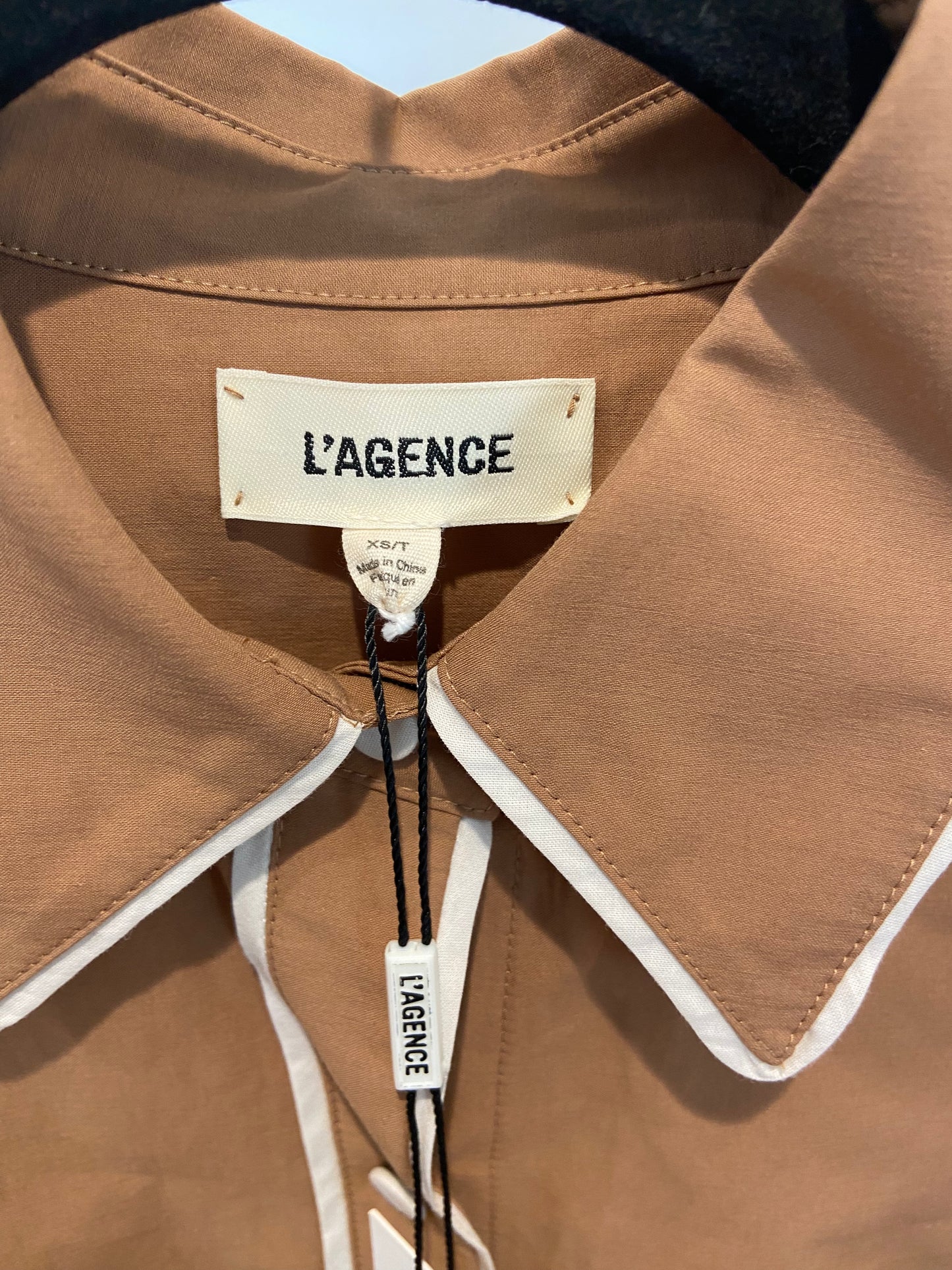 L'Agence Rosella Piping Blouse in Cinnamon Swirl size XS