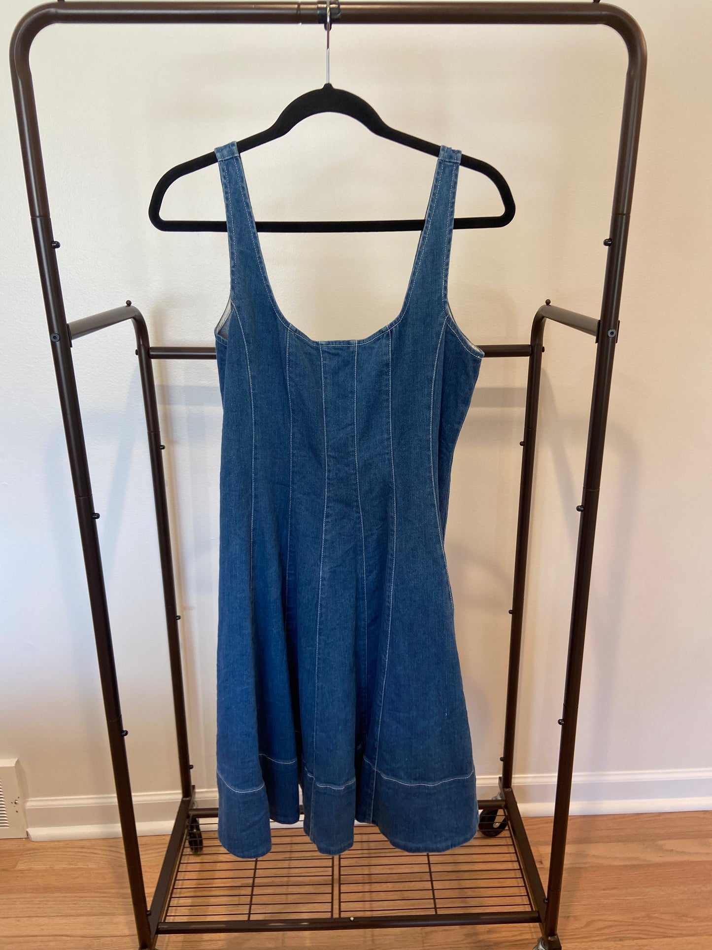 Staud Mini Wells Dress in Denim medium Wash size 14