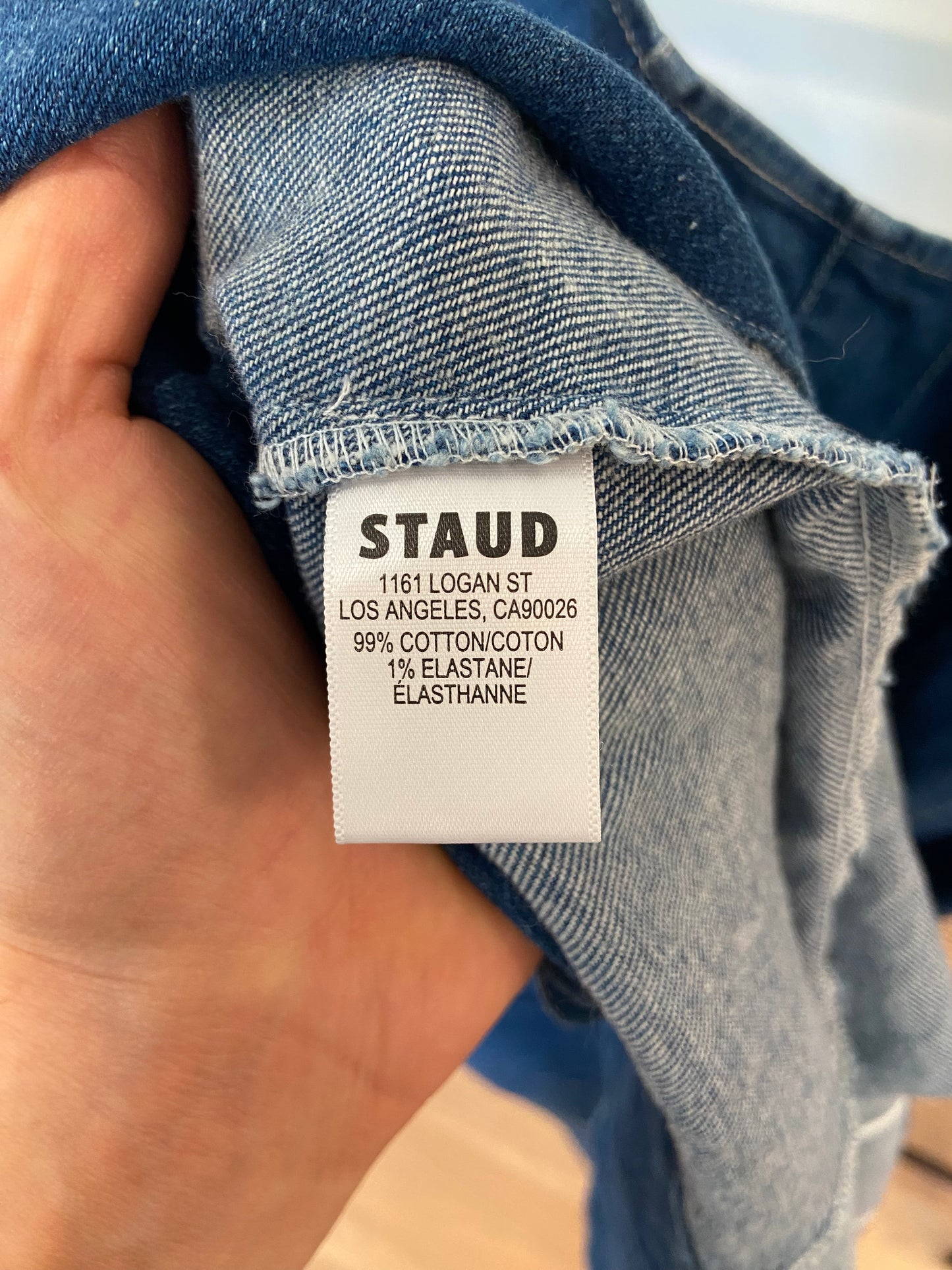 Staud Mini Wells Dress in Denim medium Wash size 14