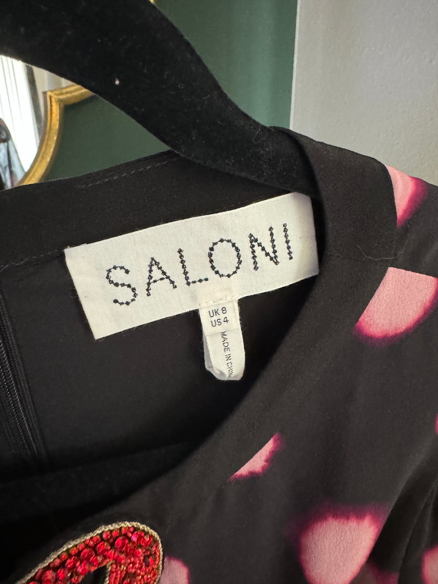 Saloni Jamie Heart Silk Midi Dress size 4