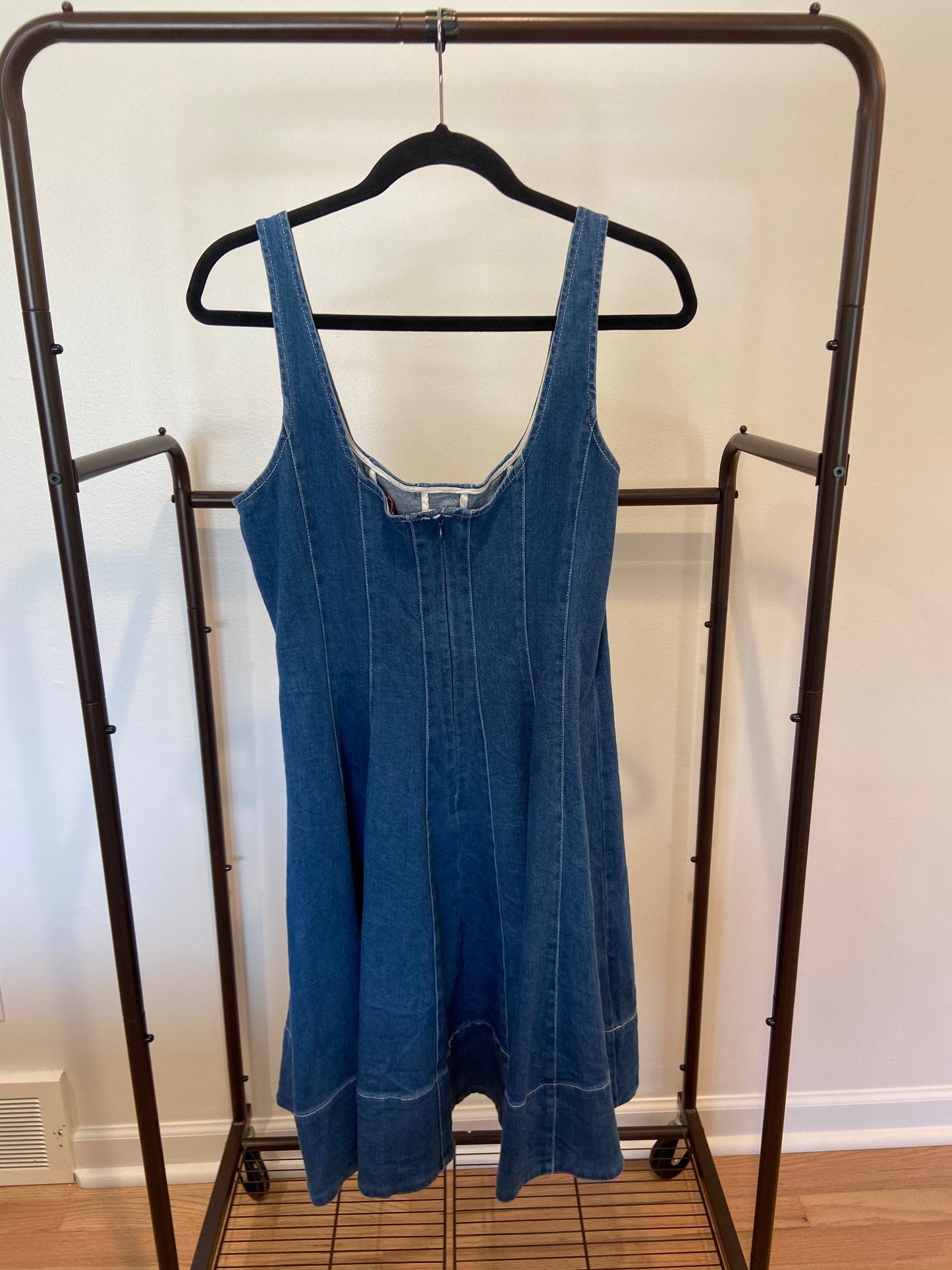 Staud Mini Wells Dress in Denim medium Wash size 14