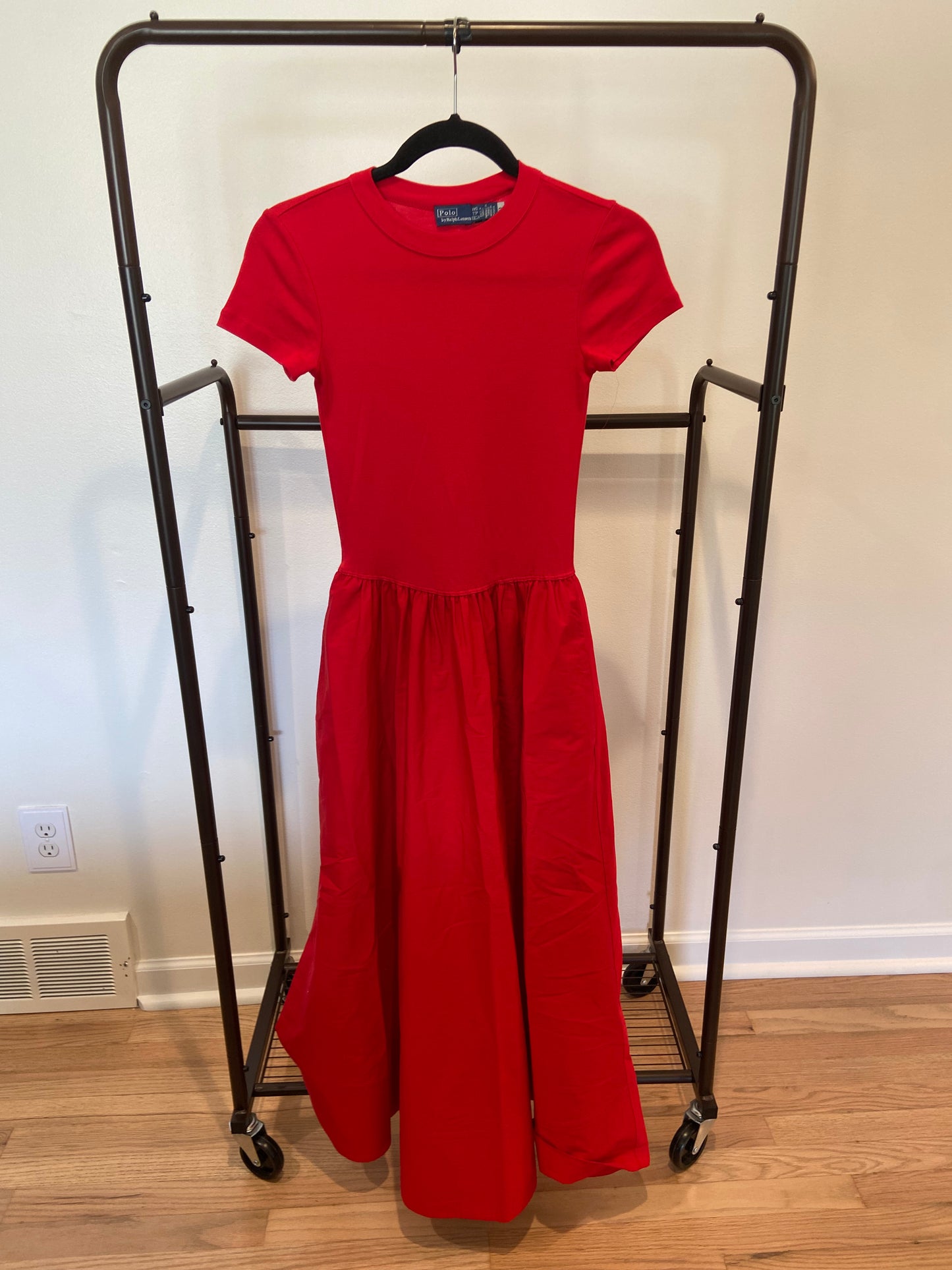 Polo Ralph Lauren Cotton Crew Neck Dress in Red size XXS