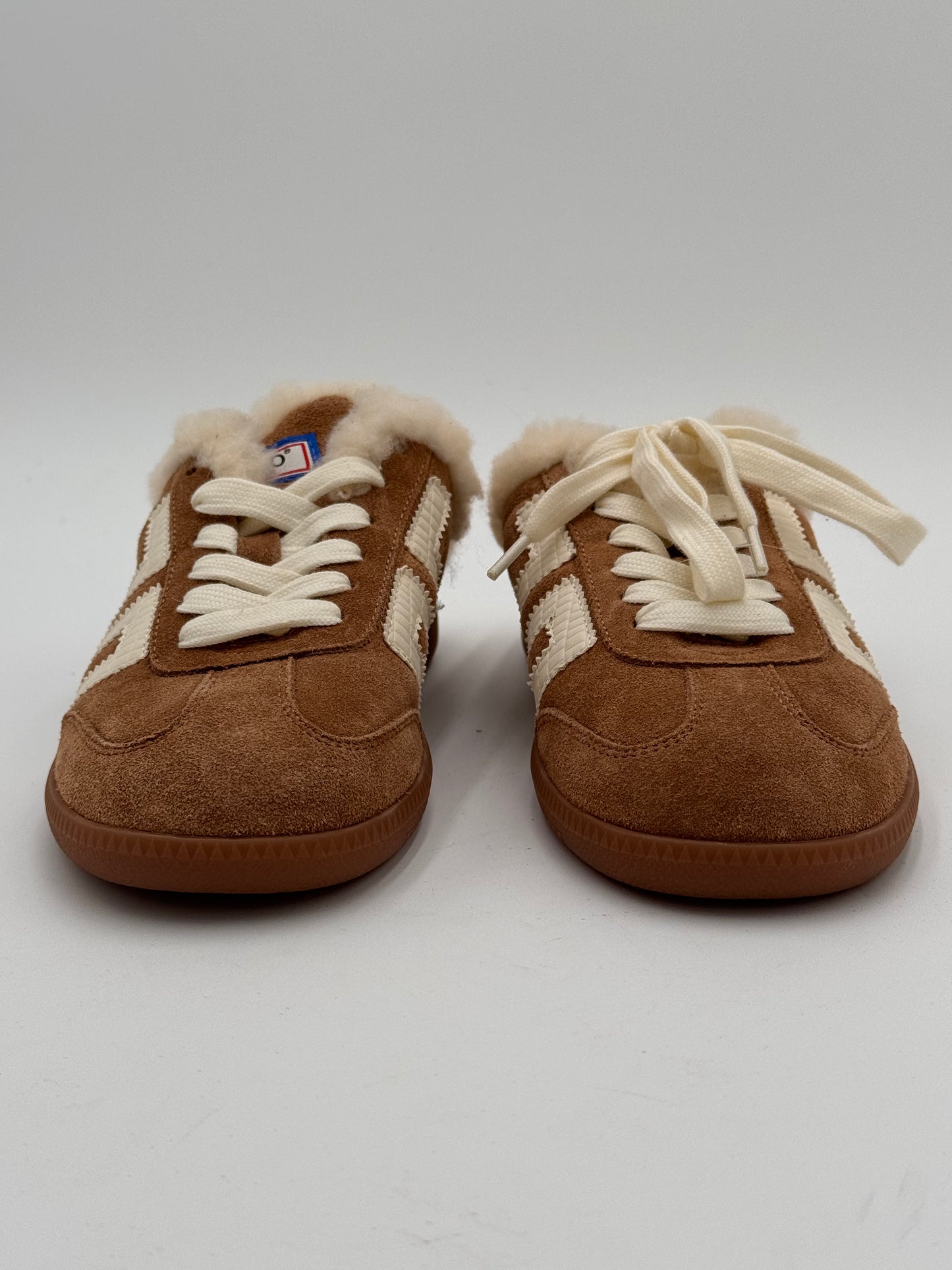 Back70 Easter Shearling Backless Sneakers in Tobacco size 39 US 8