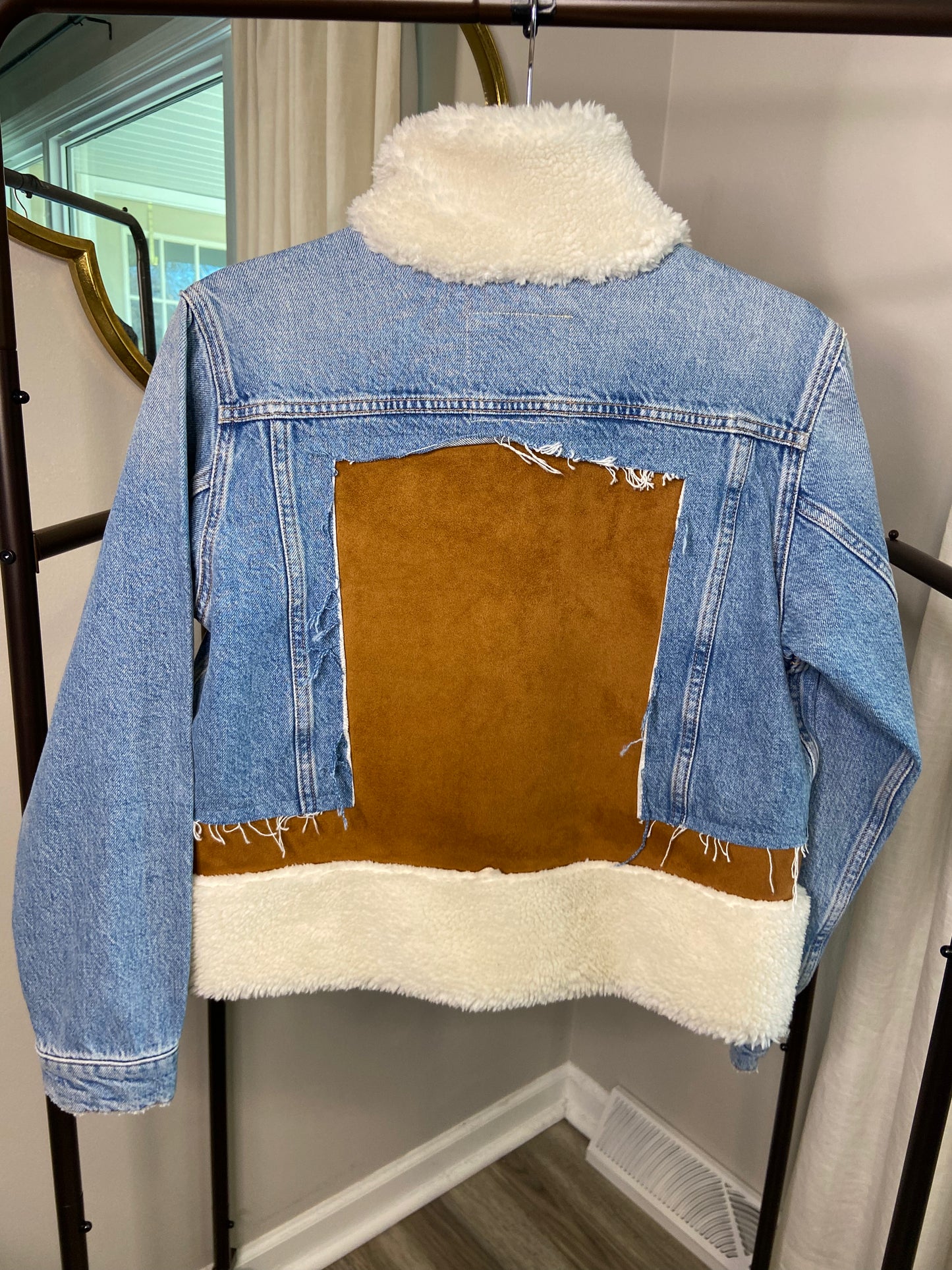 Mother The Cut and Paste Denim Sherpa Jacket size S