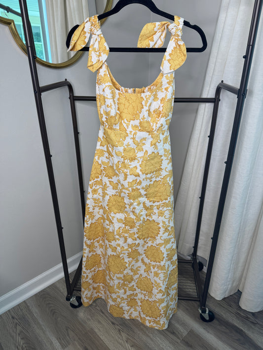 ZIMMERMANN Postcard Shoulder Tie Midi Dress size US 4