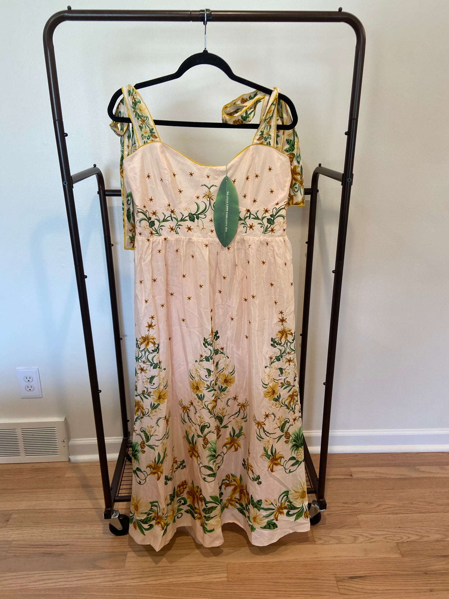 Farm Rio Botanical Beauty Laces Cup Midi Dress size XL