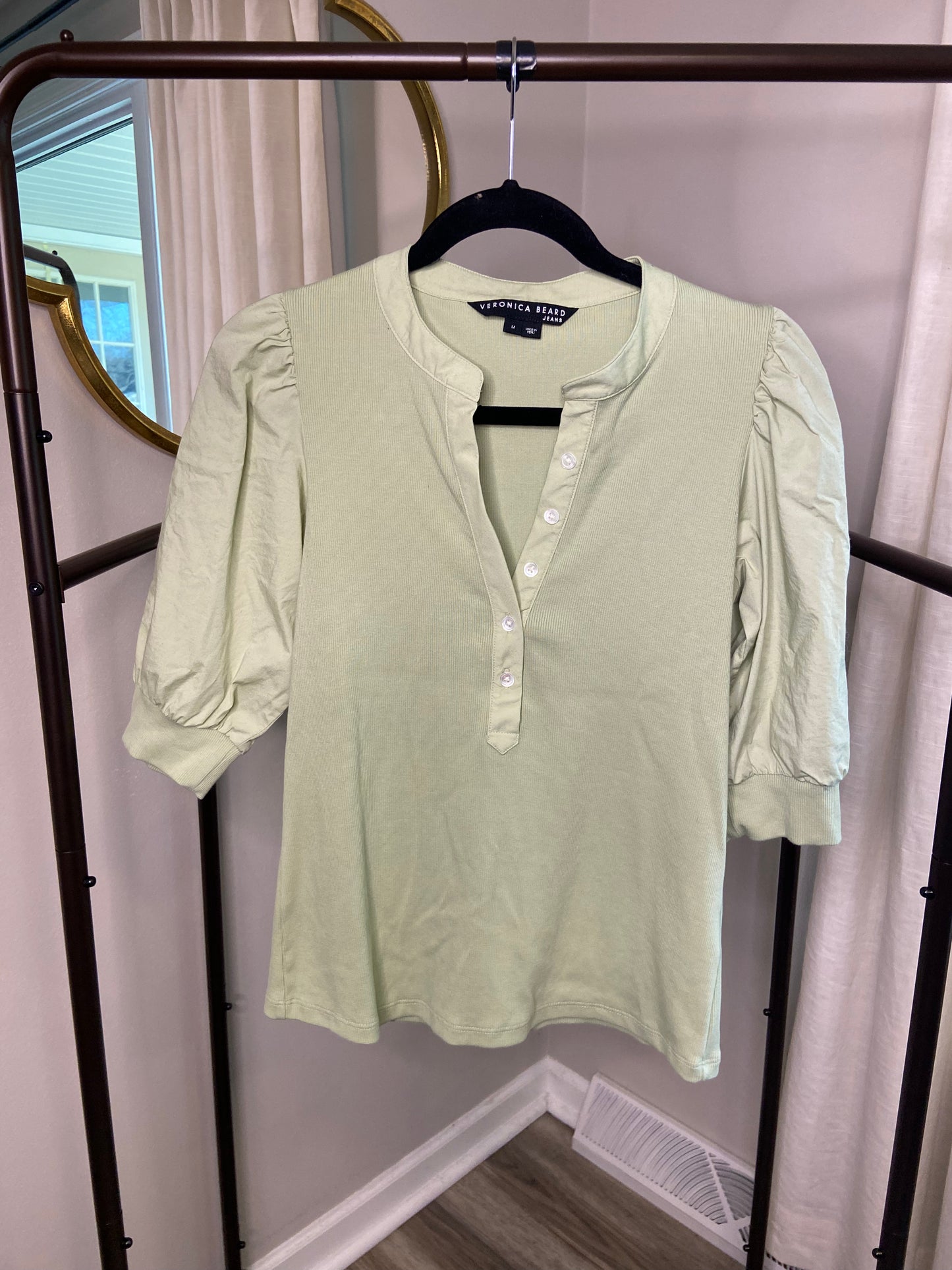 Veronica Beard Coralee Puff Sleeve Top size M