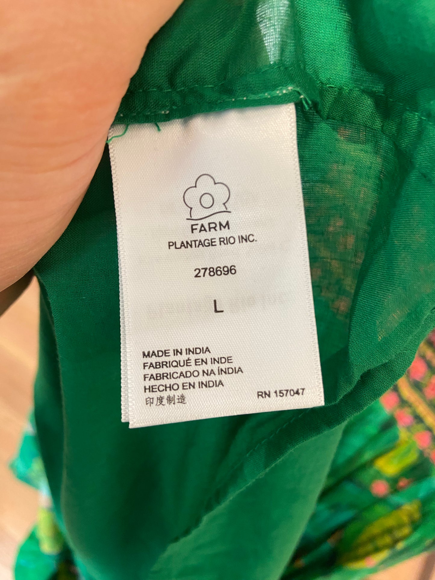 Farm Rio Puff-Sleeve Smocked Maxi Dress in Green size L