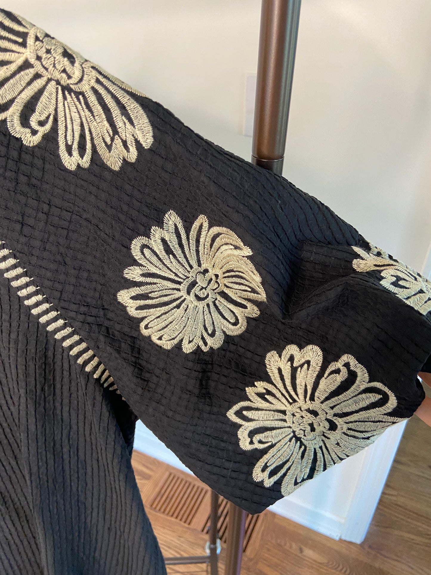 THML Be The Light Black Embroidered Blouse size L
