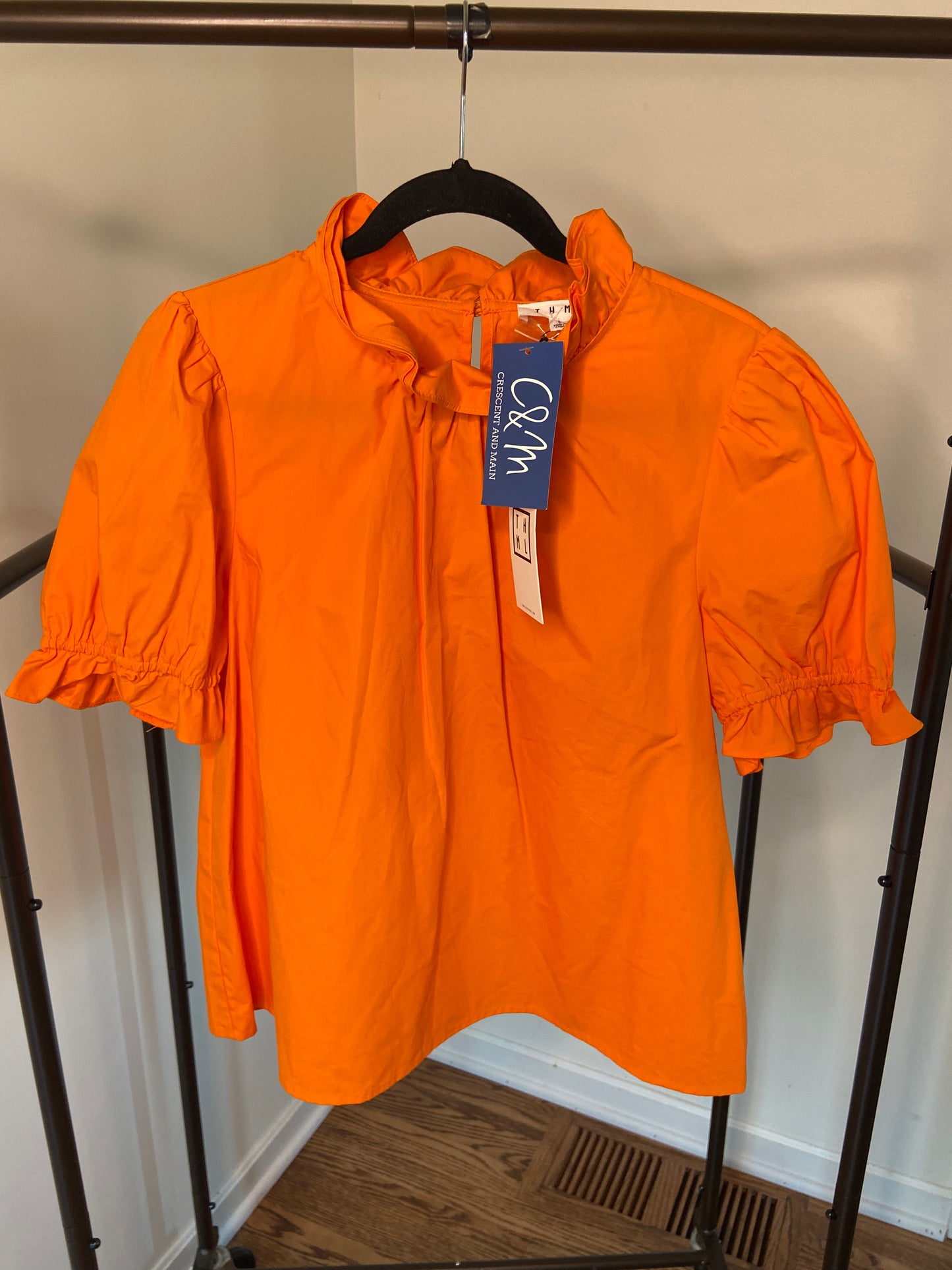 THML Orange Ruffle Neck Top size L