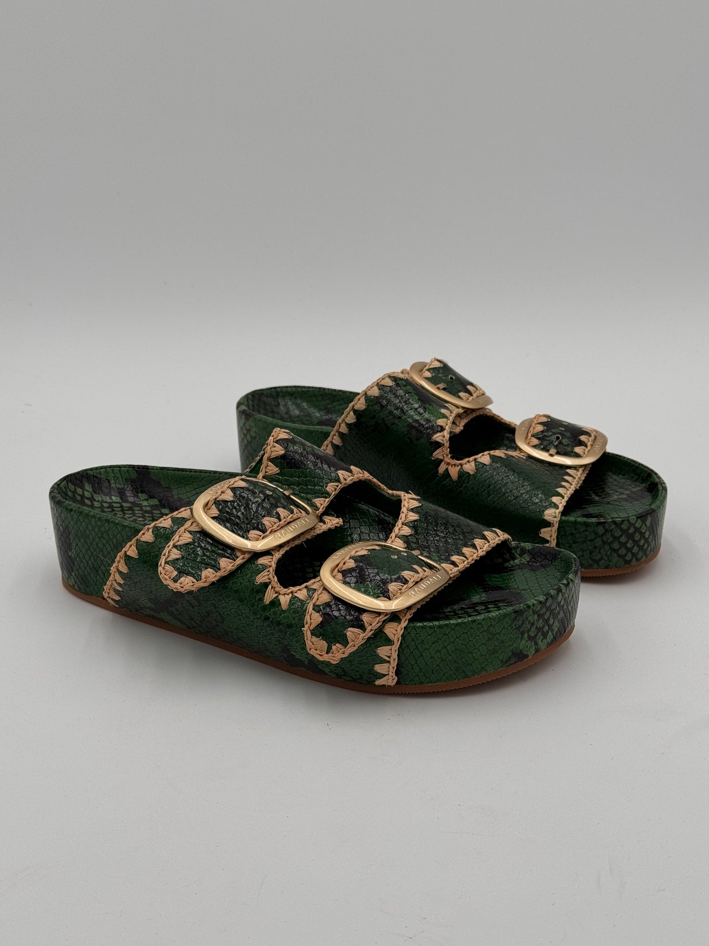 Loeffler Randall The Two Band Sandals Shoes in Green size 9
