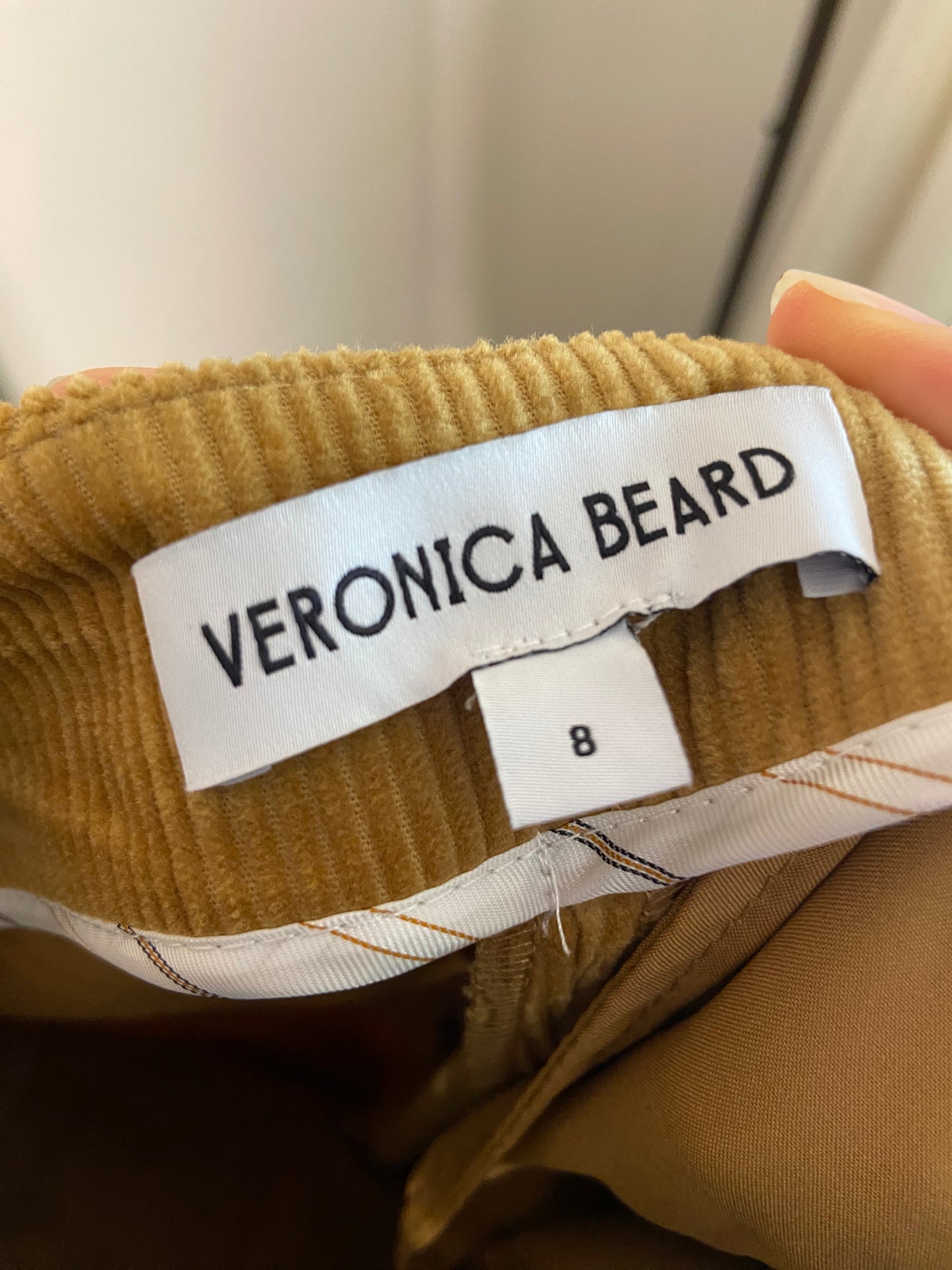 Veronica Beard Dova Khaki Corduroy Pants size 8