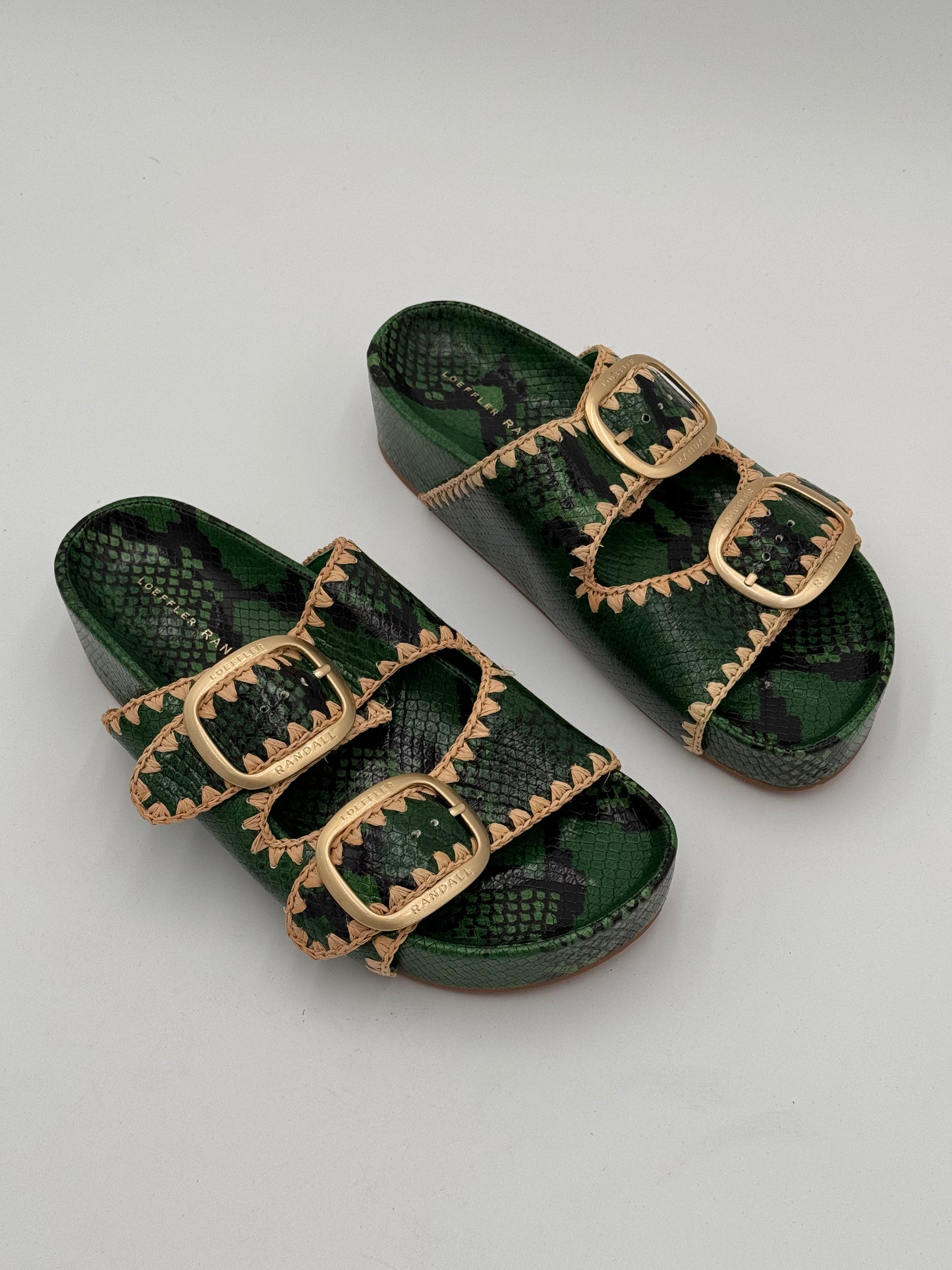 Loeffler Randall The Two Band Sandals Shoes in Green size 9