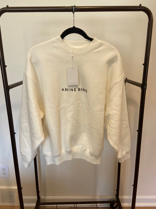 Anine Bing Jaci Sweatshirt Monogram in Ivory size XS