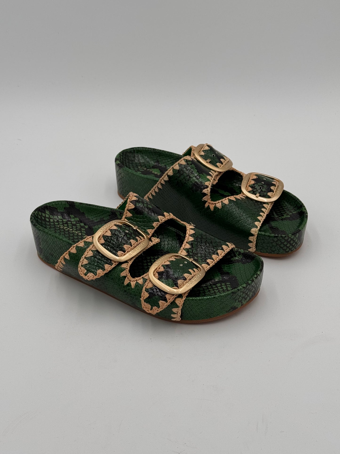 Loeffler Randall The Two Band Sandals Shoes in Green size 9