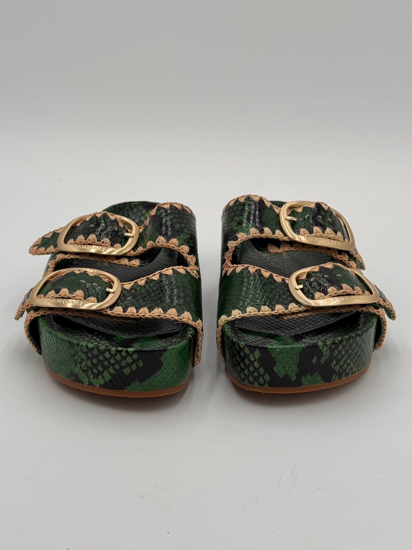 Loeffler Randall The Two Band Sandals Shoes in Green size 9