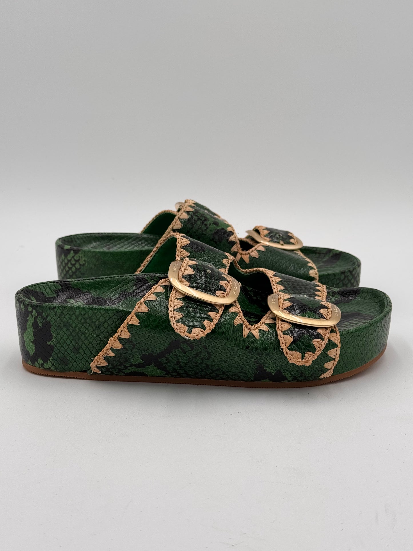 Loeffler Randall The Two Band Sandals Shoes in Green size 9