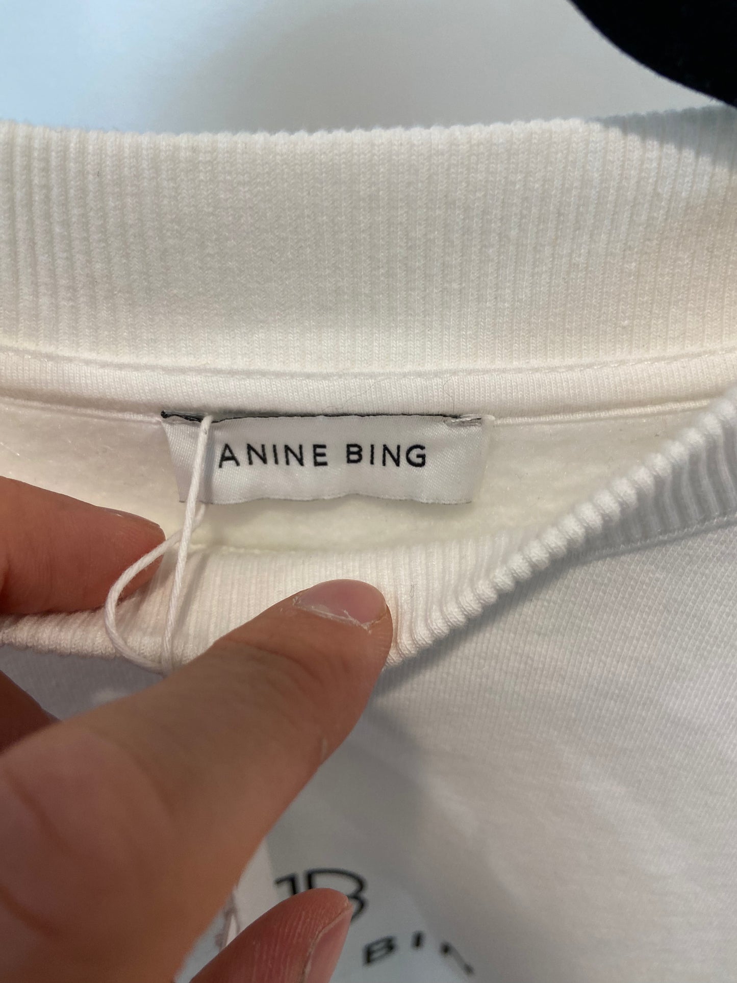 Anine Bing Jaci Sweatshirt Monogram in Ivory size XS
