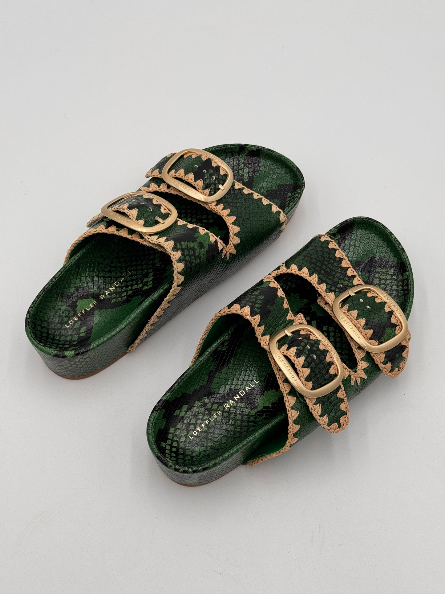 Loeffler Randall The Two Band Sandals Shoes in Green size 9