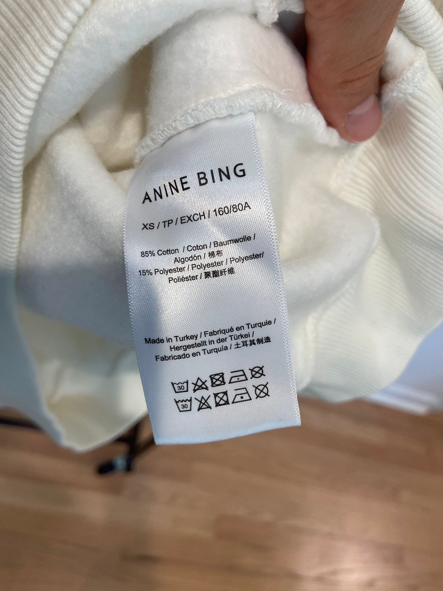 Anine Bing Jaci Sweatshirt Monogram in Ivory size XS