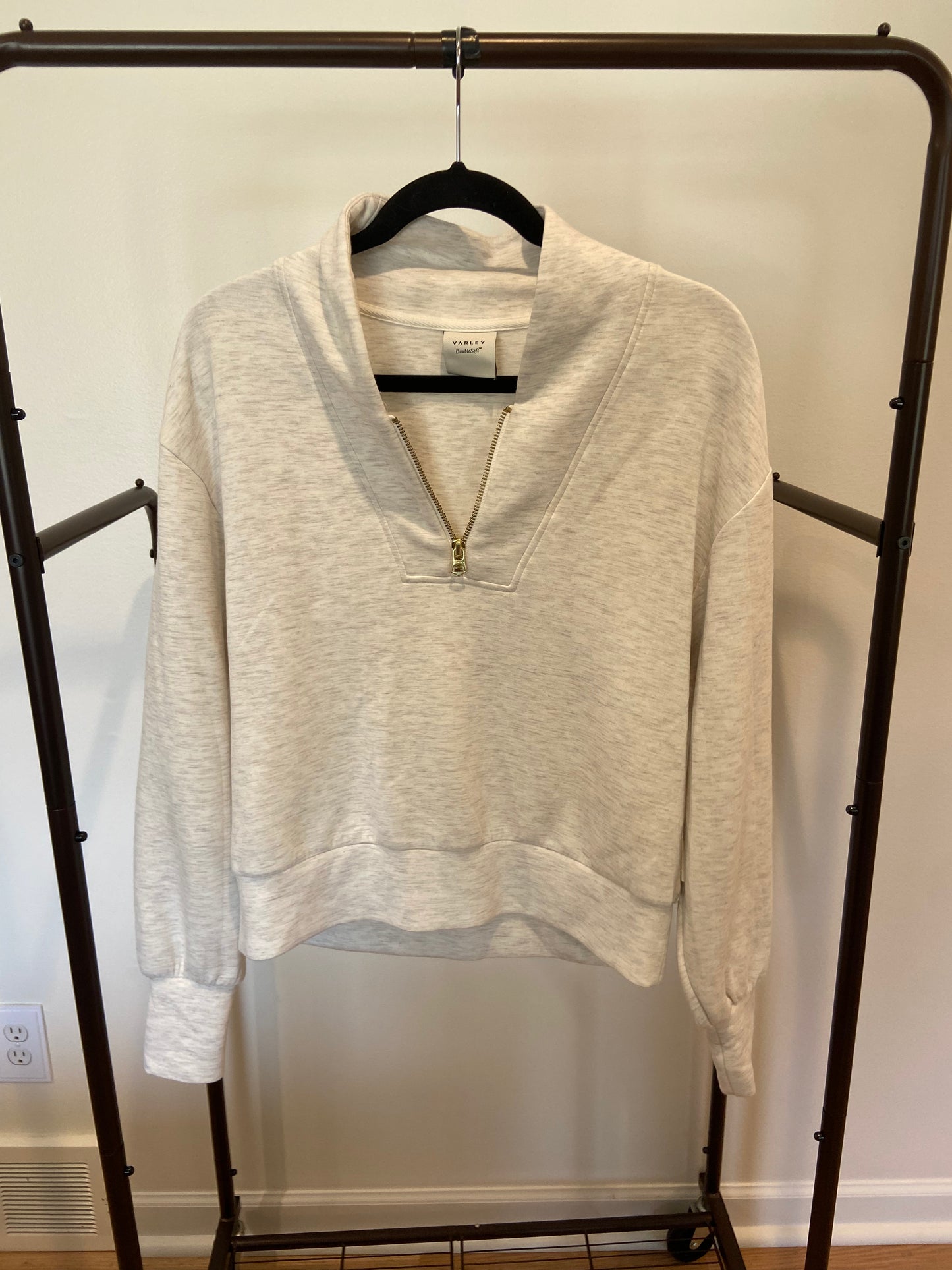 Varley The Davidson Sweat Half Zip Cardigan in Ivory Marl size S