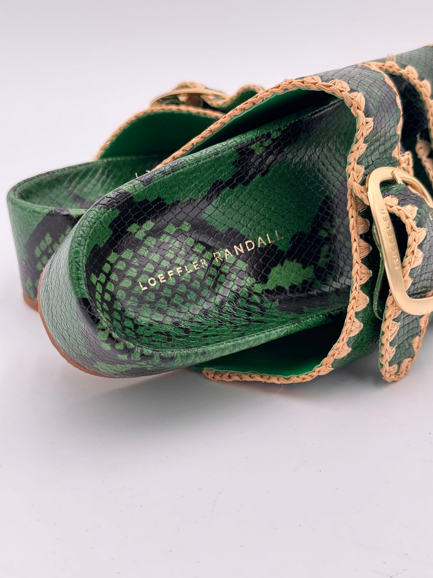 Loeffler Randall The Two Band Sandals Shoes in Green size 9