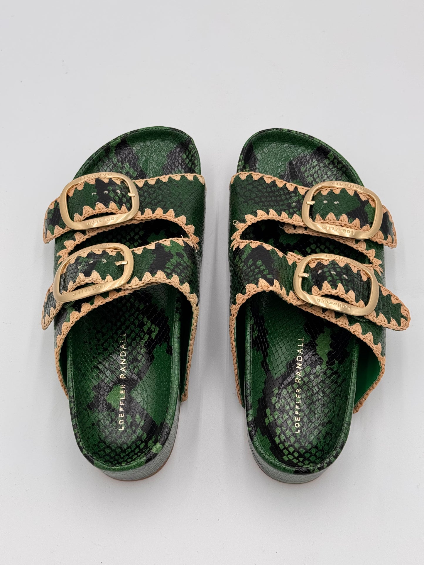 Loeffler Randall The Two Band Sandals Shoes in Green size 9