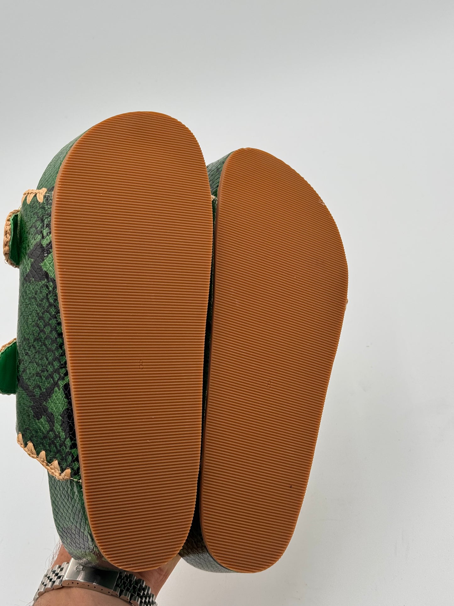 Loeffler Randall The Two Band Sandals Shoes in Green size 9