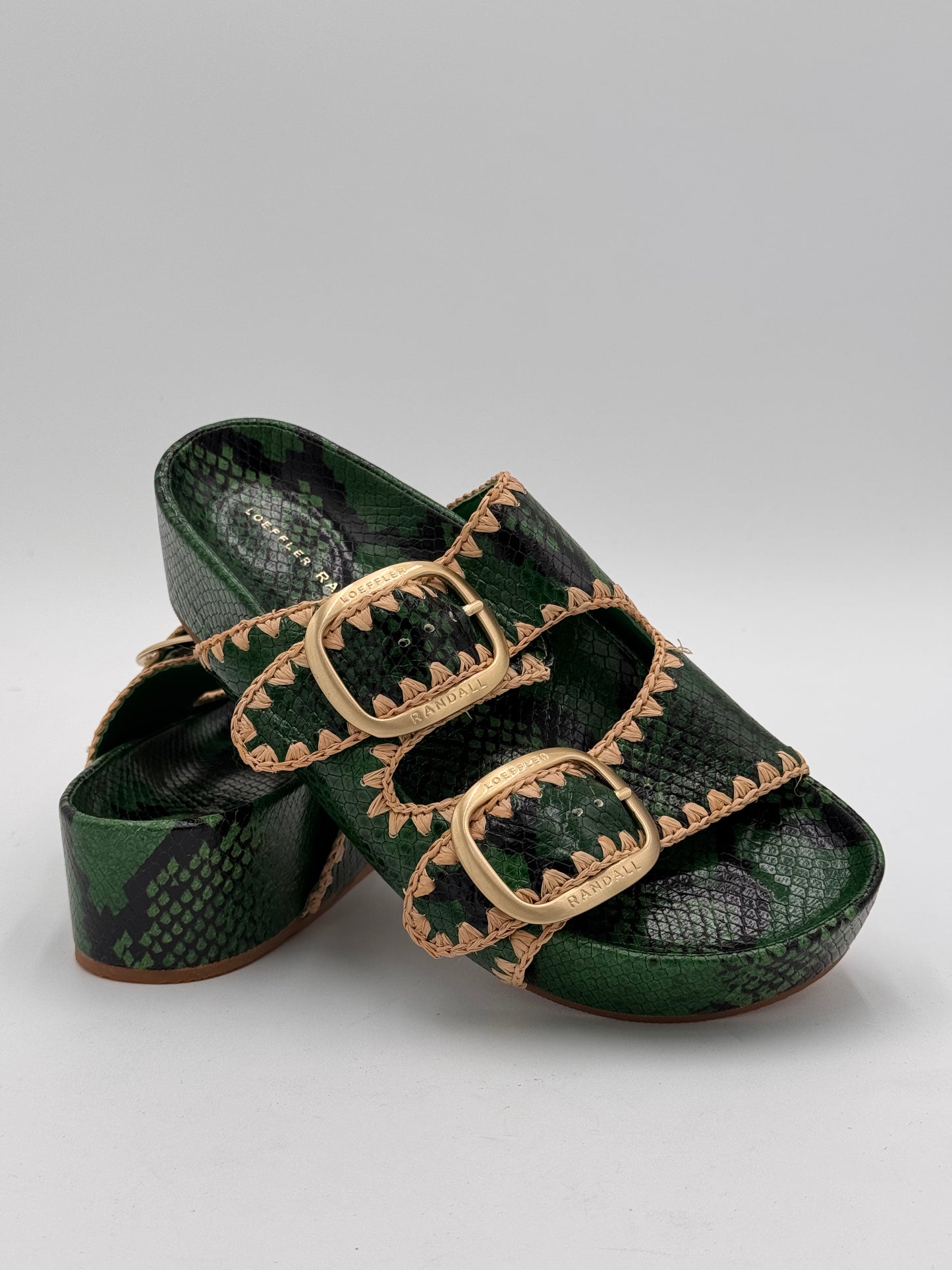 Loeffler Randall The Two Band Sandals Shoes in Green size 9